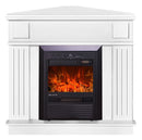 Camino Elettrico da Pavimento ad Angolo 100x100x50 cm Effetto Fiamma 2000W Marina & Cristina Bianco