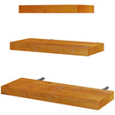 Set di 3 Mensole da Parete di Design 30/40/50x18x3,6 cm in Legno di Pino Marrone
