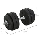 Set 2 Manubri 12 Dischi 20Kg in Acciaio e Plastica Nero