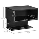 Set 2 Scaffali a Parete 40x29,5x33,5 cm con Ripiano Aperto e Piano d'Appoggio in MDF Nero