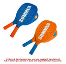 Coppia di Racchettoni da Spiaggia in Legno 9 mm Blu o Arancio