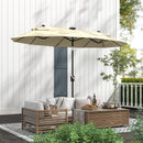 Ombrellone Doppio 295x150x219 cm con Luci LED e Base a Croce Bianco Crema   