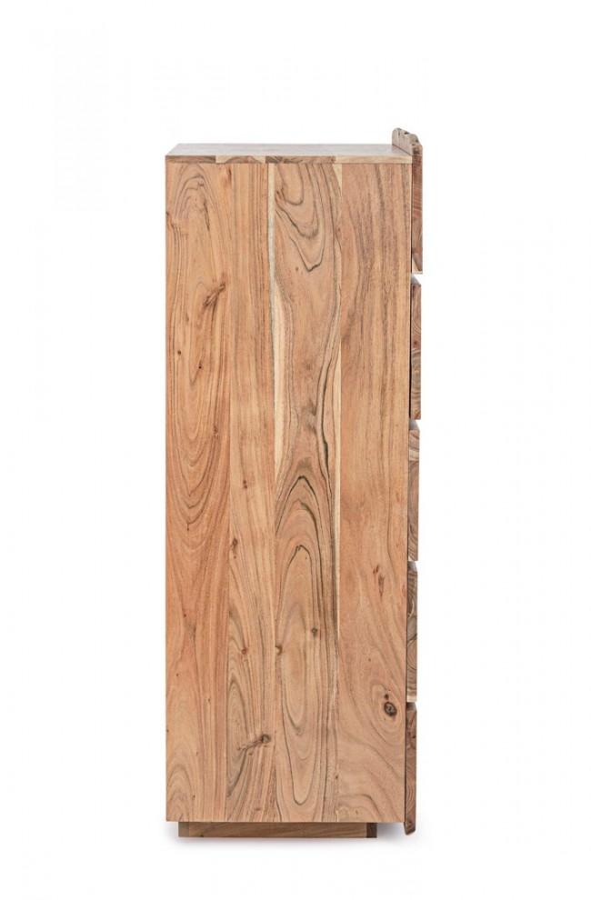 Cassettiera 5 Cassetti 70x45x130 cm in Legno Marrone