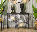 Console Autumn 108x36,8x80 cm in Ferro e MDF e Vetro Multicolor      