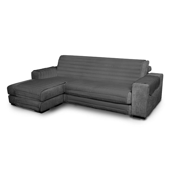 sconto Copridivano Trapuntato in Microfibra con Penisola Sinistra Fumo