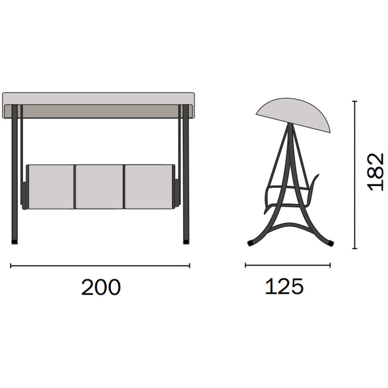 Dondolo da Giardino in Ferro 3 Posti Vorghini Swing Antracite e Grigio