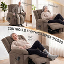 Poltrona Elettrica Alzapersona Reclinabile 150° 110x93x101 cm Massaggiante a 8 Punti e Riscaldata in Ciniglia Marrone      