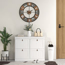 Scarpiera Salvaspazio Slim 105x24x82,5 cm con 4 Ante a Ribalta Ripiani Regolabili e Maniglia per 10-20 Paia in MDF Bianco      