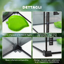 Terrario per Rettili 30x30x20 cm Rialzato con Serratura e Termometro in Vetro e Rete Metallica Nero  