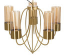 Lampadario Versailles 5 Luci Ø60x103 cm in Ferro e Vetro Nero      