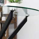 Tavolino da Salotto Ø80x75 cm con Piano in Vetro Gambe in Metallo Nero