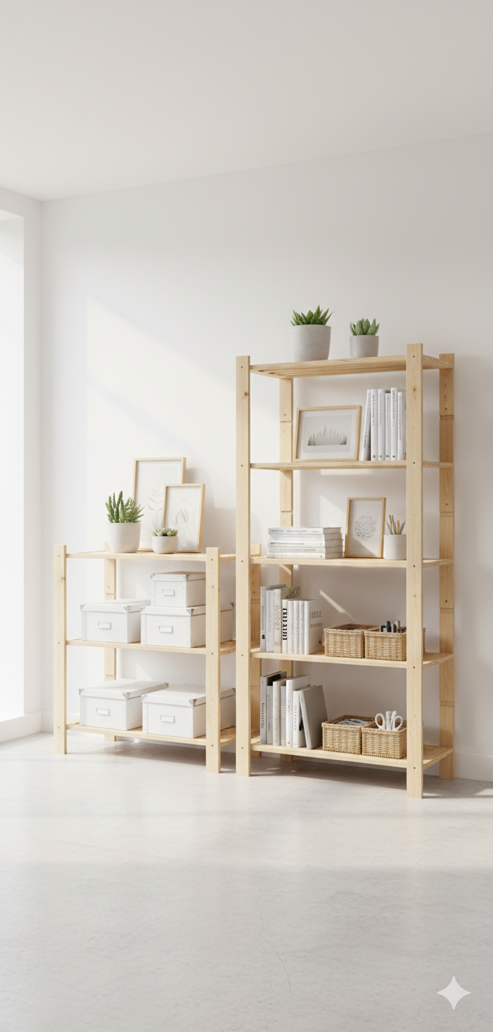 Scaffale 3 ripiani a doghe 75x40x90 cm in Legno di Pino Naturale