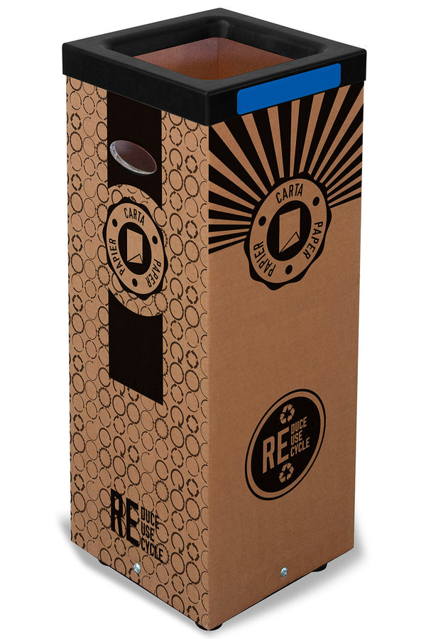 online Pattumiera Per Raccolta Rifiuti 38x38xh80 cm in Cartone Con Stampa Grafica Carta Beige