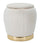 Puff Contenitore Paris Ø43x43 cm in Legno Spugna e Poliestere Crema e Oro