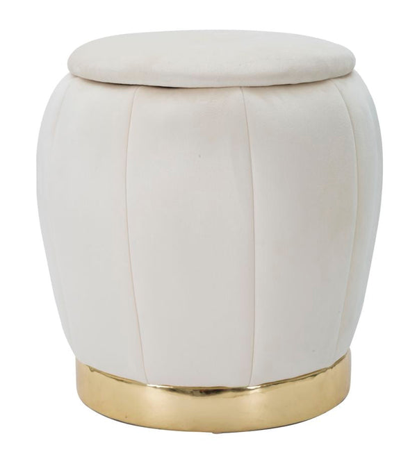 prezzo Puff Contenitore Paris Ø43x43 cm in Legno Spugna e Poliestere Crema e Oro