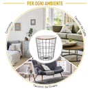 Tavolino da Soggiorno Contenitore in Metallo Ø39,5x43 cm  Nero e Legno