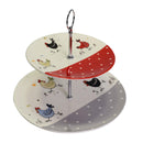 Alzatina con 2 Piatti Tondi Ø26xh25 cm in Ceramica Design Galline