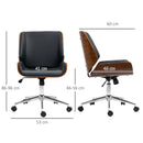 Sedia da Ufficio Design Vintage Imbottita in Finta Pelle Struttura in Legno di Pioppo Nero e Marrone Scuro  