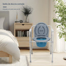 Sedia Toilette WC Leggera Vaso Removibile per Anziani a Mobilità Ridotta in Metallo Grigio Blu      