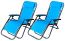 Set 2 Sedie Sdraio Zero Gravity Reclinabile Pieghevole 90x66x108 cm in Metallo e Textilene Blu