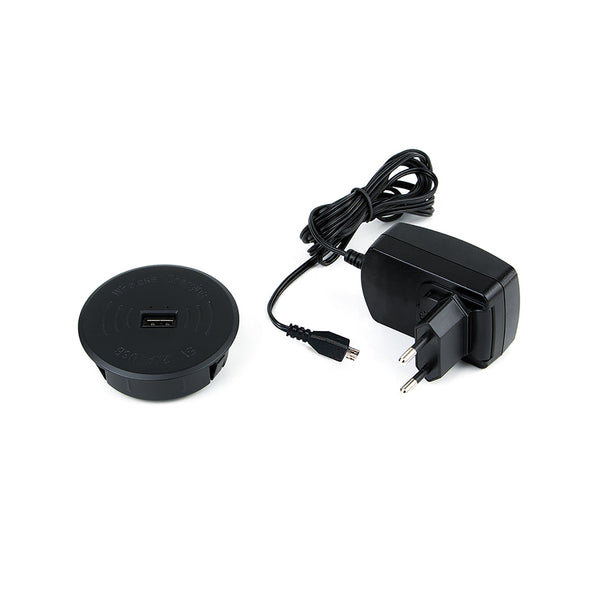 online Caricabatteria Wireless USB da Incasso Ø 7cm in Plastica Emuca Nero