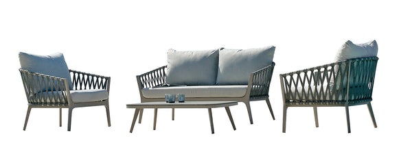 acquista Set Salotto da Giardino Divano 2 Poltrone e Tavolino con Cuscini Grigio Chiaro