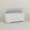 Cassapanca con Cerniere di Sicurezza Contenitore Capacità 127L 100x40x45cm in Legno Bianco  