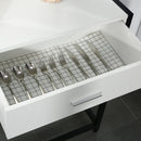 Consolle Fissa 120x34x81 cm in Truciolare e Acciaio  Bianco e Nero