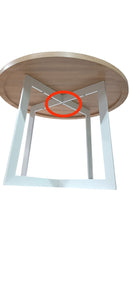 Tavolo da Pranzo Rotondo Moderno per 4 Persone Ø100x75 cm in MDF e Acciaio colore Legno Naturale e Bianco Seconda Scelta