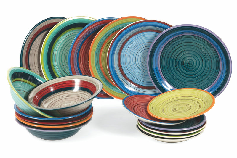 Servizio Piatti 18 Pezzi in Stoneware Soriani Minorca Multicolor