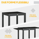 Tavolo Allungabile da Giardino 80-160x80x75 cm con Piano in Vetro e Alluminio Nero   