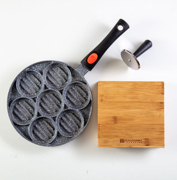 Piastra per 7 Hamburger con Tagliere in Legno 20x20x4 cm acquista