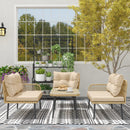 Set Salotto da Giardino 2 Divani Poltrona Angolare e Tavolino in Vetro in Rattan Colore Legno  