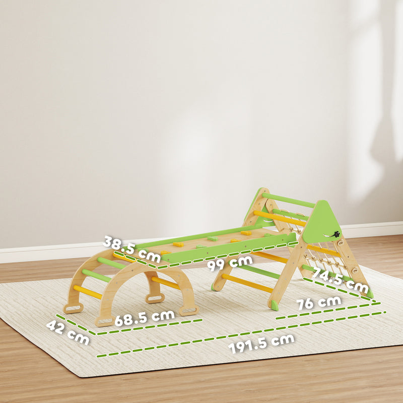Gioco per Bambini 8 in 1 con Triangolo Parete Liscia e Arco 191.5x74.5x63 cm in Legno di Pioppo e Pino       
