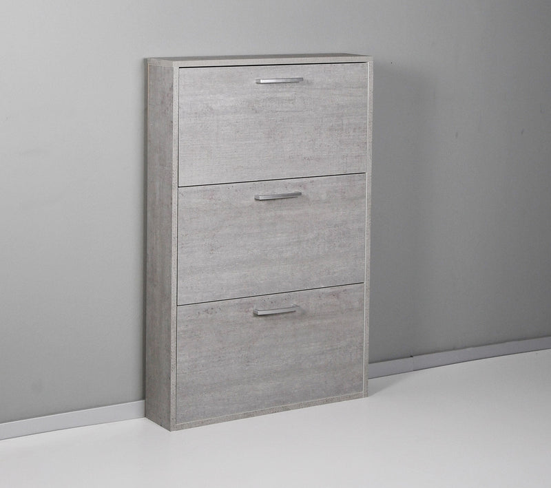 Scarpiera Salvaspazio 3 Ante 9 Paia 65x15x99,6 cm in Truciolare Nobilitato Cemento