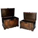 Set 2 Baule in legno marrone rettangolare 