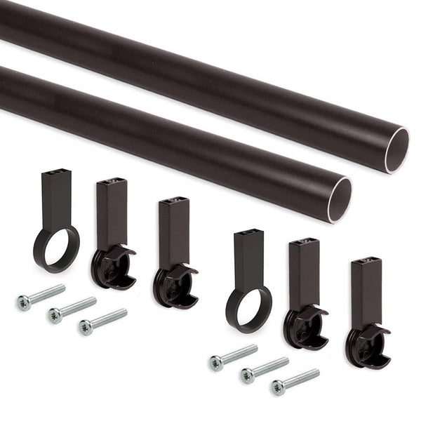 online Set 2 Bastoni Appendiabiti per Armadi Rotondi 140 cm in Alluminio Emuca Moka