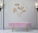 Panca Ovally Rosa 102x40,5x42 cm in Legno e Velluto Rosa e Oro