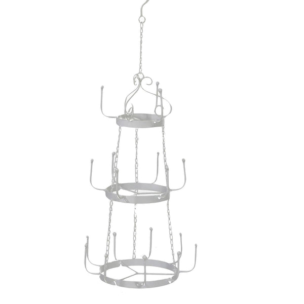 acquista Portatazze da Soffitto 3 Piani Ø30xh74,5 cm in Ferro Bianco