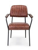 Set 2 Sedie Imbottite 60x63x81 cm Nelly in Ecopelle Arancio Scuro Vintage