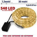 Tubo Luminoso LED 30 m 540 Luci da Interno ed Esterno IP44 Bianco Caldo      
