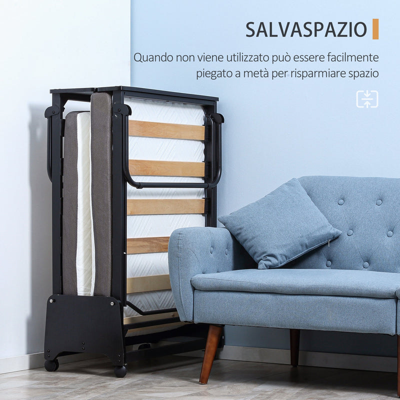 LIFEZEAL Brandina Pieghevole con Materasso 10 cm in Memory Foam, Letto Singolo con 4 Ruote
