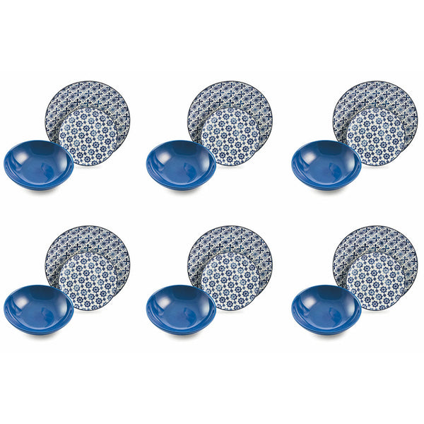 Servizio Piatti 18 Pezzi in Porcellana e Gres Villa d'Este Azul sconto