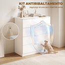 Cassettiera 4 Cassetti Moderna 70x34x79 cm con Guide Scorrevoli in Truciolato Bianco Lucido      