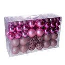 Set 100 Palline Decorative per Albero di Natale in Plastica rosa cm Ø4,6,8
