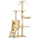 Albero Tiragraffi con Cuccia per Gatti in Legno Sisal Naturale Beige 40x30x131 cm 