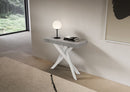 Consolle Allungabile 90-300x40x77 cm Saki Cemento Gambe Bianche 