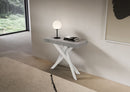 Consolle Allungabile 90-196x40x77 cm Saki Small Premium Cemento Gambe Bianche 