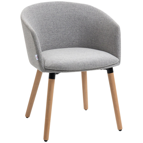 Sedia Moderna con Braccioli Imbottiti 57x56x72 cm in Tessuto Effetto Lino Grigio Chiaro sconto