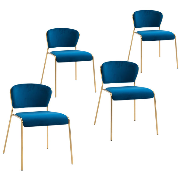 sconto Set 4 Sedie in Metallo e Poliestere Blu